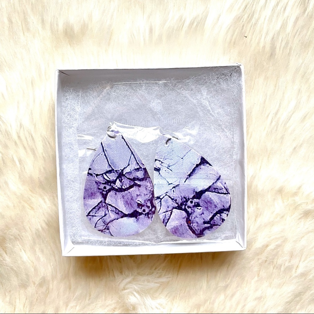 Chandelier Earrings: Purple Marble